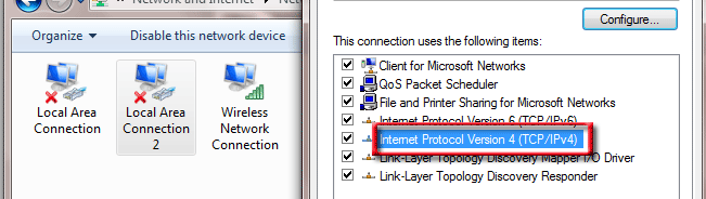 change of ip in Windows 7 - Launch Control 

Panel